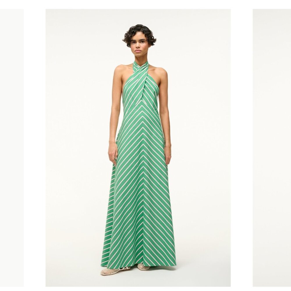 STAUD Dawn Dress Seaweed Stripe